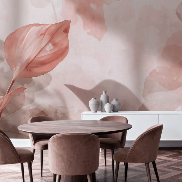 Gentle pink leaves in soft light