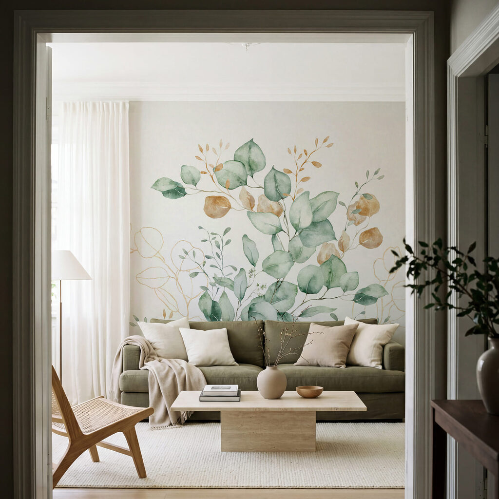 Watercolor painting of leaves