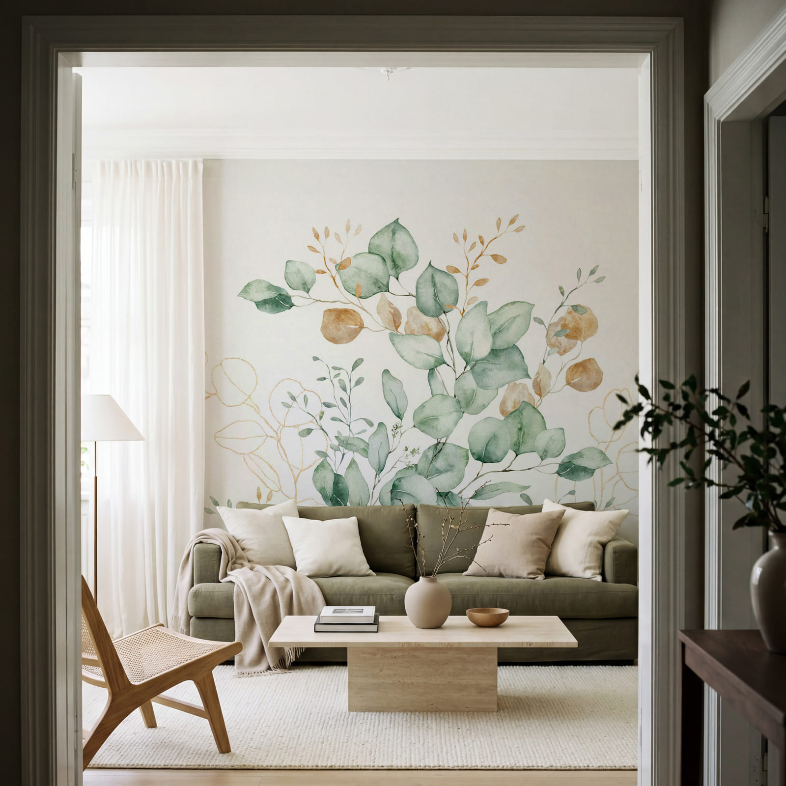 Watercolor painting of leaves