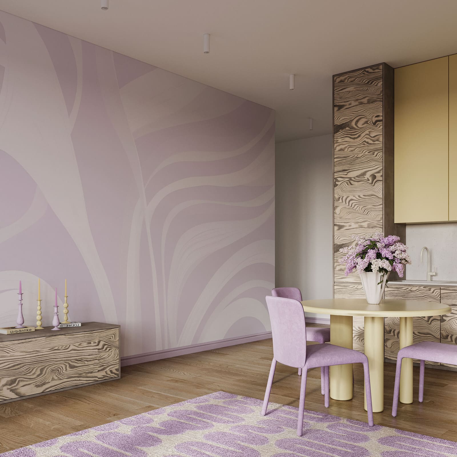 White and purple background