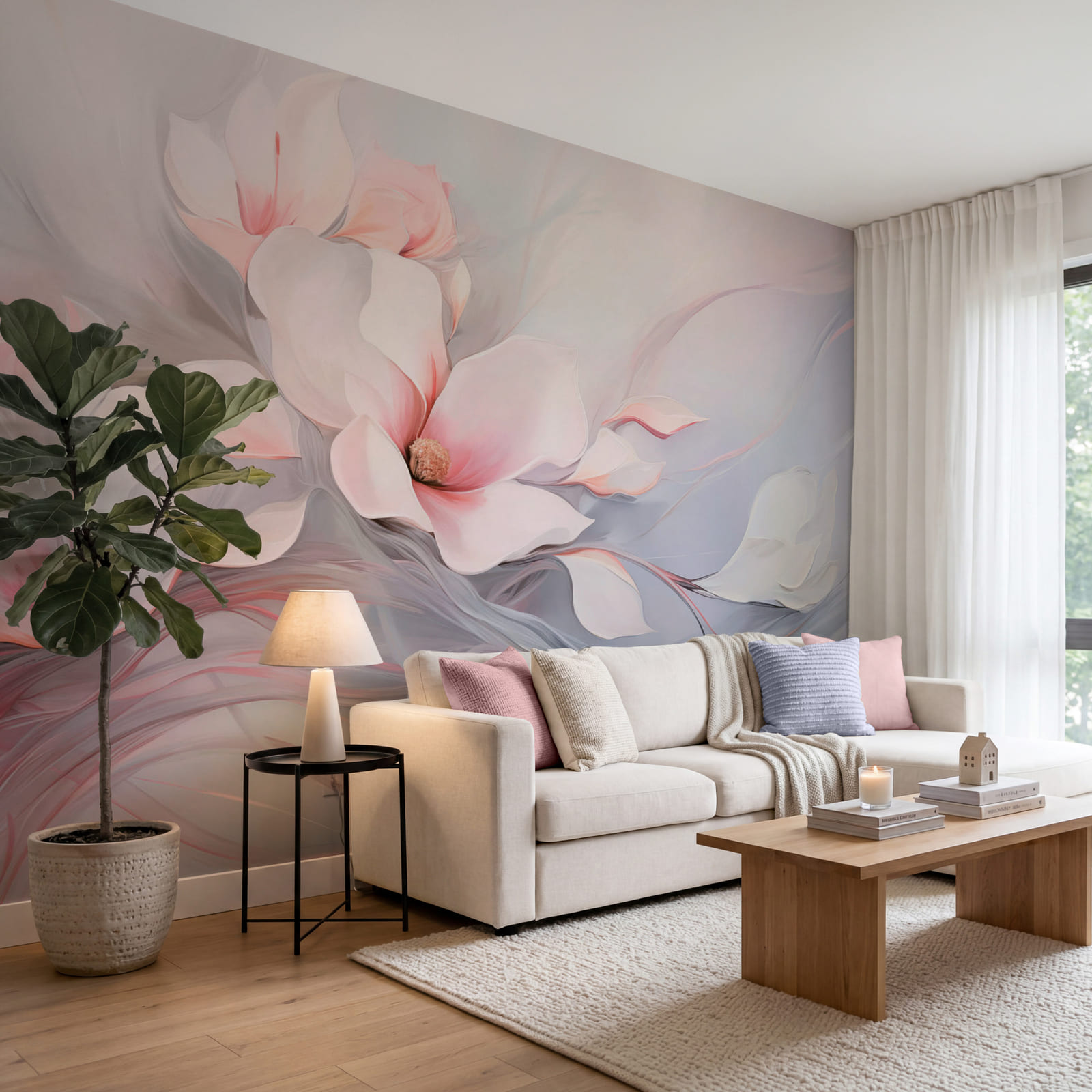 Painting of flowers and leaves