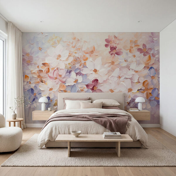 Painting of flowers on a white surface Painting of flowers on a white surface