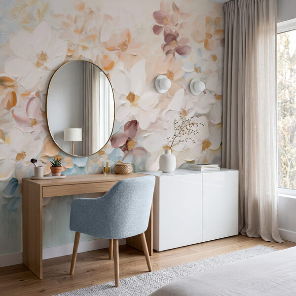 Painting of flowers on a white surface