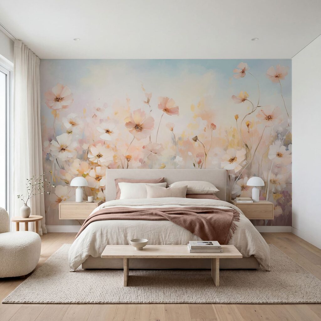 Painting of flowers in a field