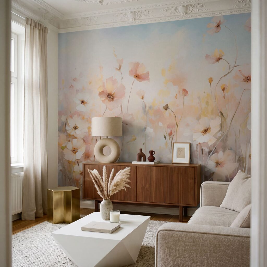 Painting of flowers in a field