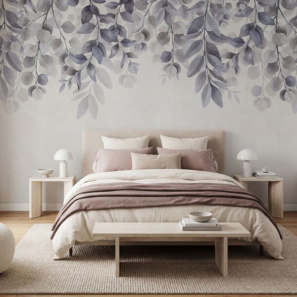 Soft pastels with delicate foliage design Soft pastels with delicate foliage design