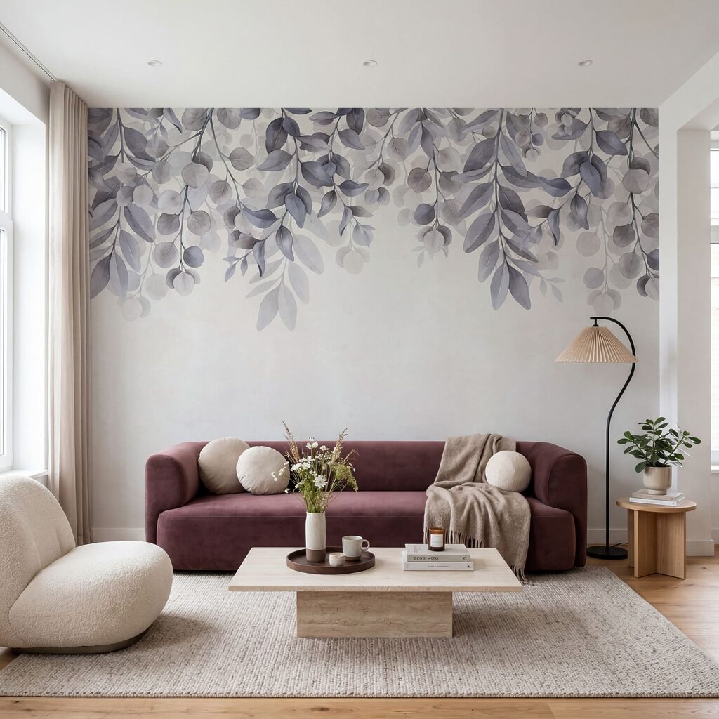 Soft pastels with delicate foliage design Soft pastels with delicate foliage design