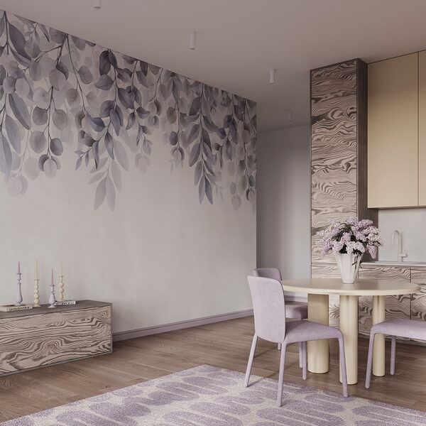 Soft pastels with delicate foliage design Soft pastels with delicate foliage design