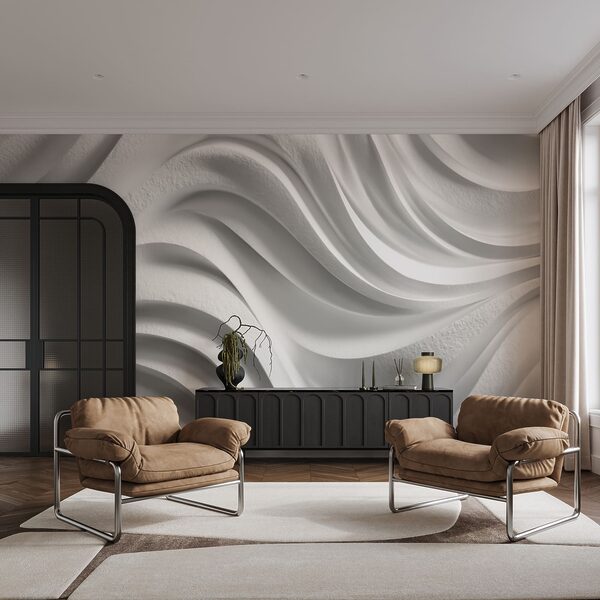 White wall with wavy lines White wall with wavy lines
