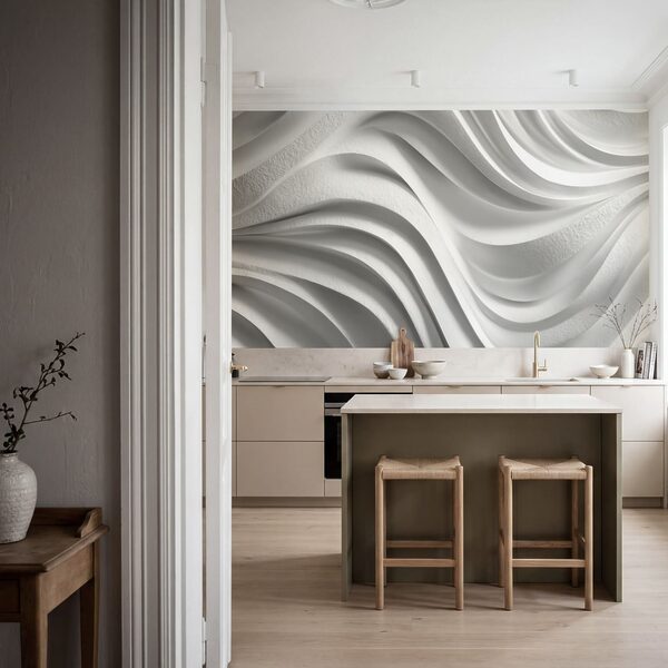 White wall with wavy lines White wall with wavy lines