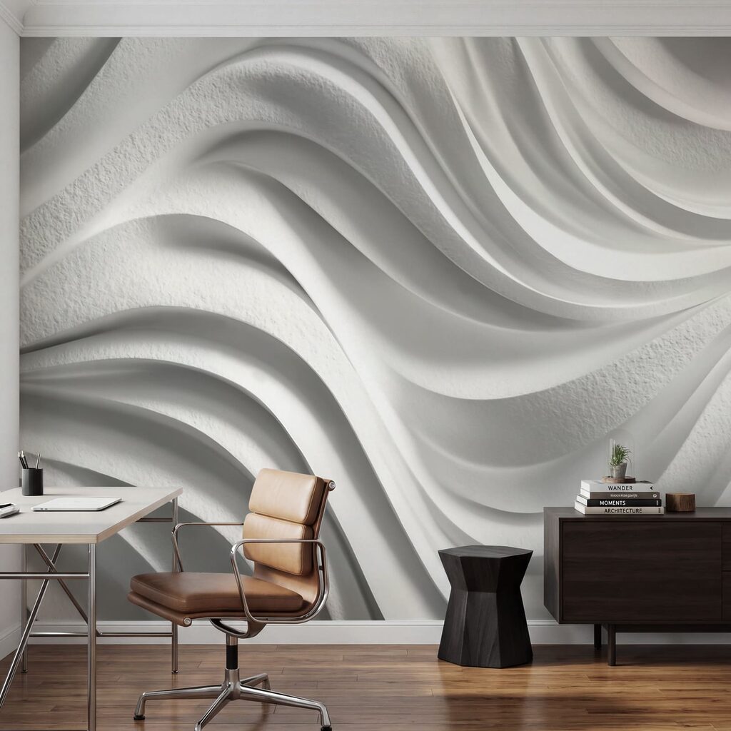 White wall with wavy lines White wall with wavy lines