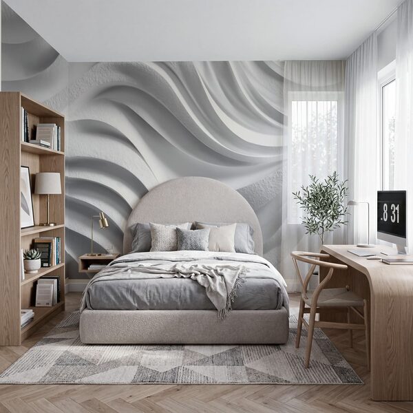 White wall with wavy lines White wall with wavy lines