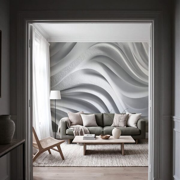 White wall with wavy lines White wall with wavy lines