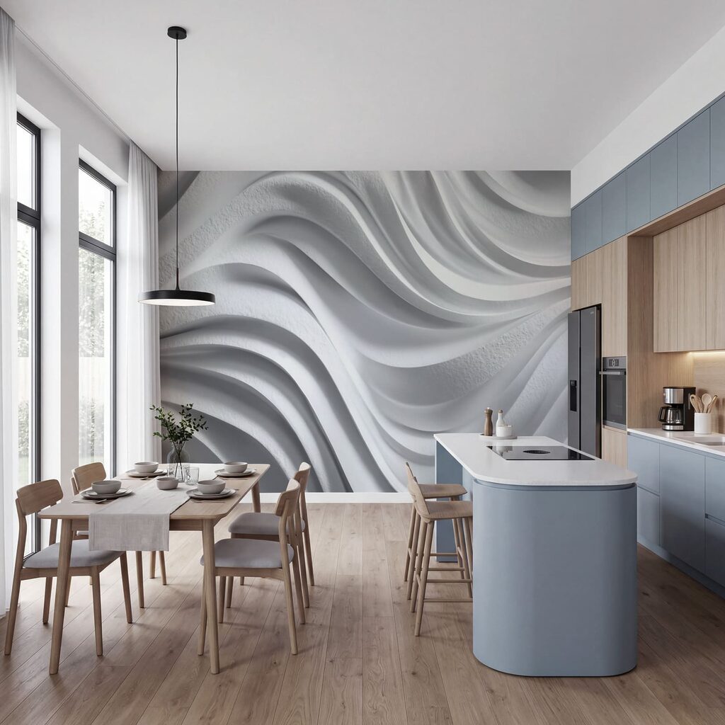 White wall with wavy lines White wall with wavy lines