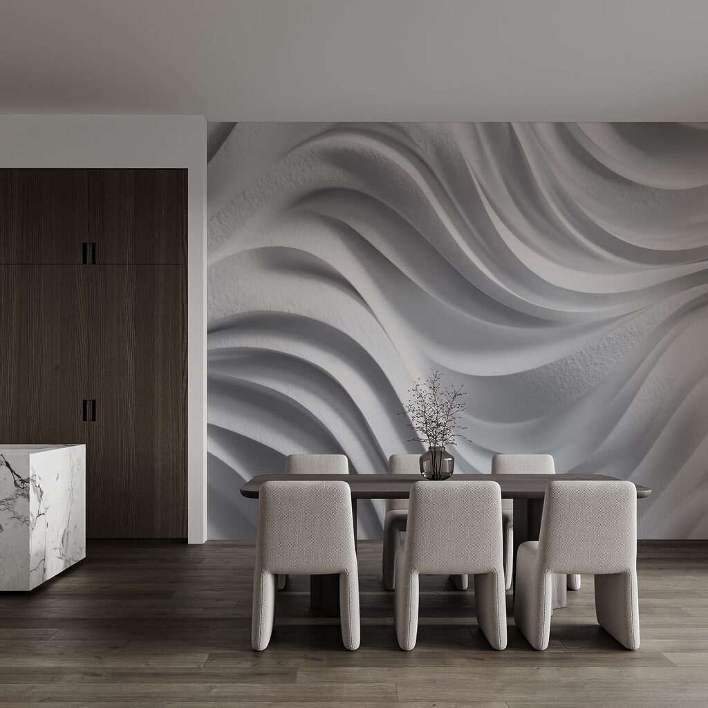 White wall with wavy lines White wall with wavy lines