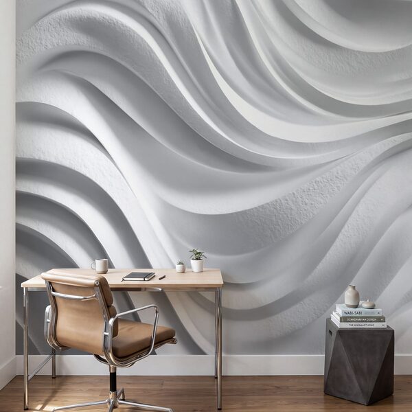 White wall with wavy lines White wall with wavy lines