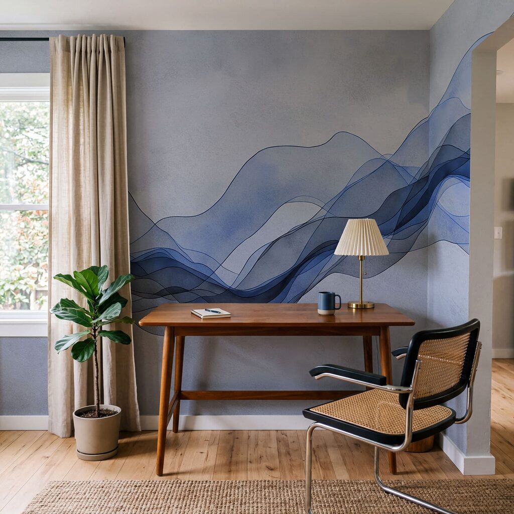 Blue wavy lines on a white background Blue wavy lines on a white background