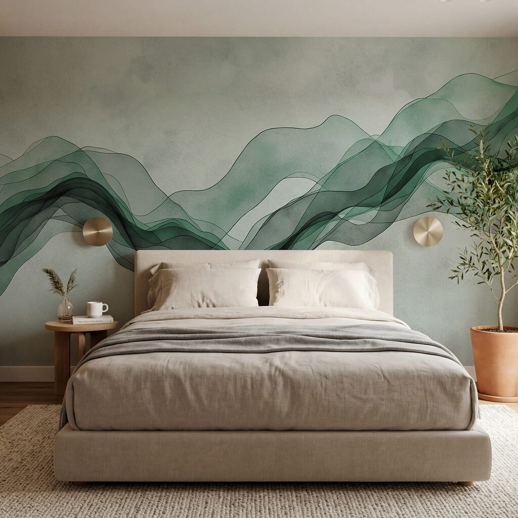 Green wavy lines on a white background Green wavy lines on a white background
