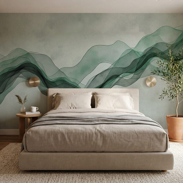 Green wavy lines on a white background Green wavy lines on a white background