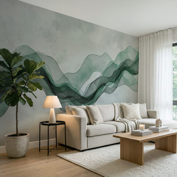Green wavy lines on a white background Green wavy lines on a white background