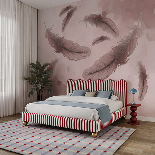 Group of feathers floating in the air