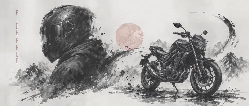 Motorcycle with a black mask Motorcycle with a black mask
