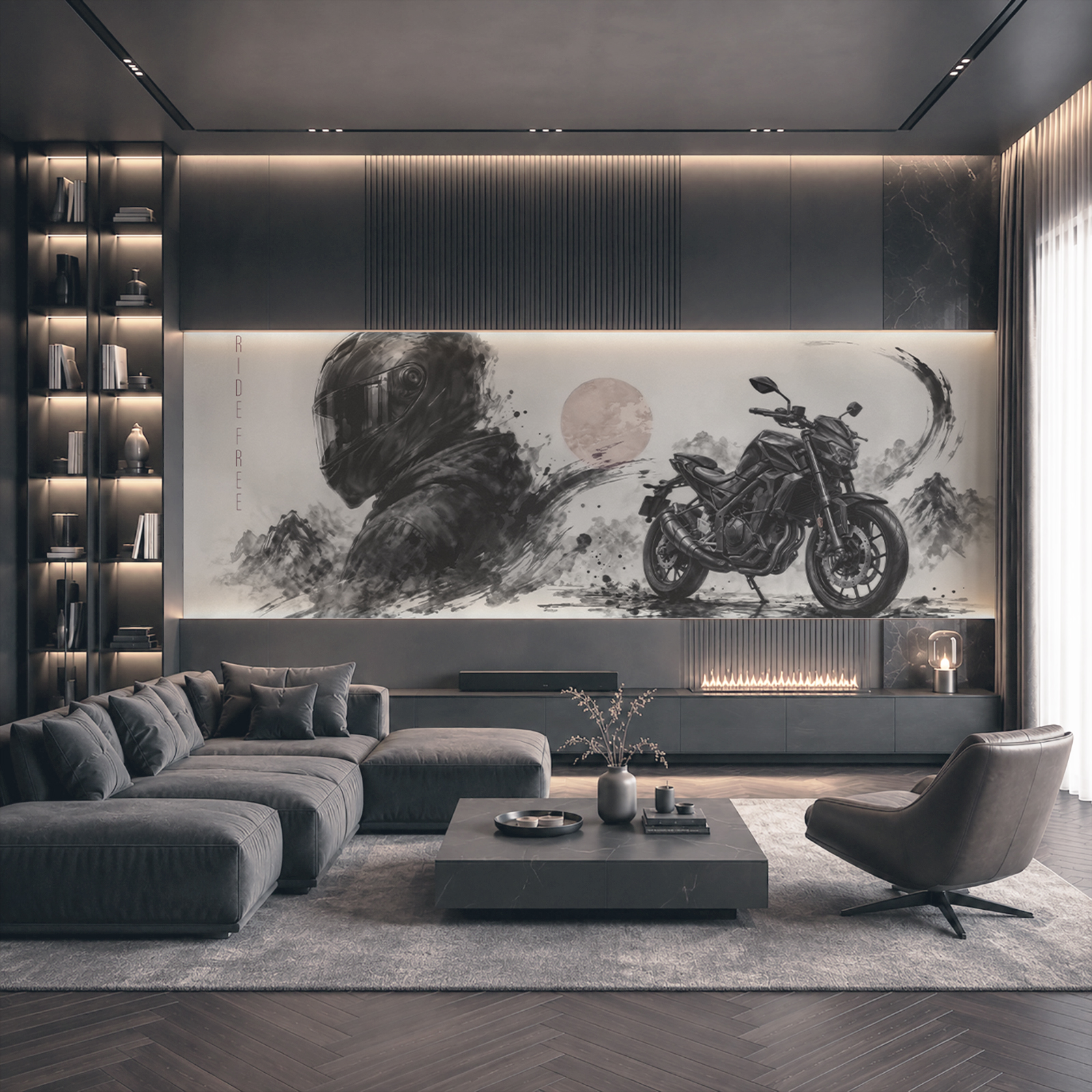 Motorcycle with a black mask Motorcycle with a black mask