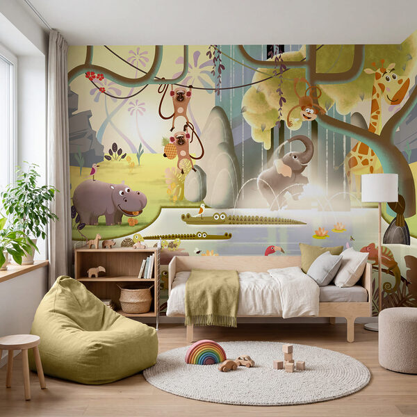 Wall mural Wall mural Cartoon of animals in a pond (SKU: u62122v1)