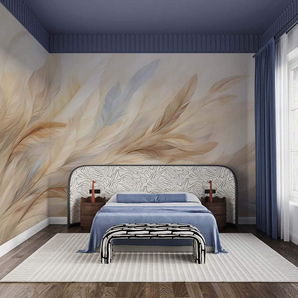 Soft, flowing feathers in warm tones