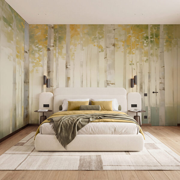 Painting of trees in a forest Painting of trees in a forest