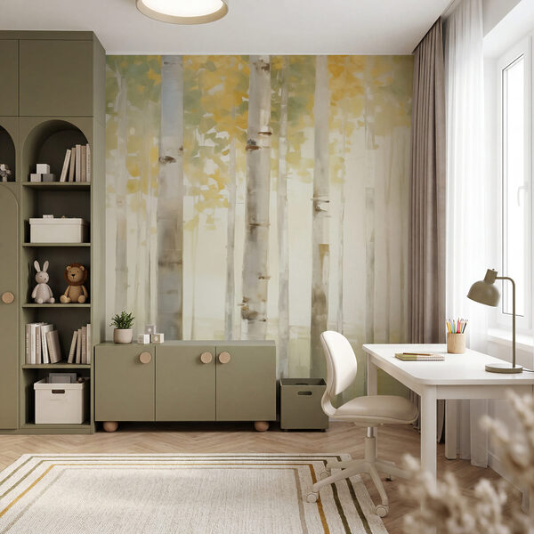 Painting of trees in a forest Painting of trees in a forest