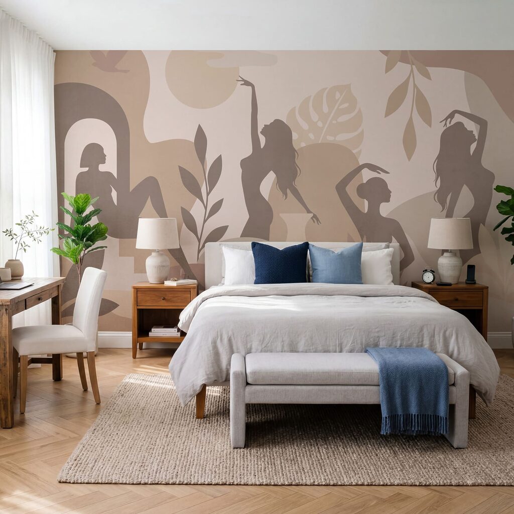 Woman's silhouettes and plants