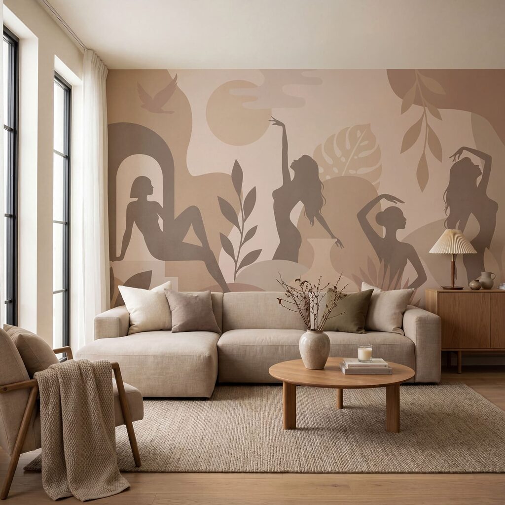 Woman's silhouettes and plants