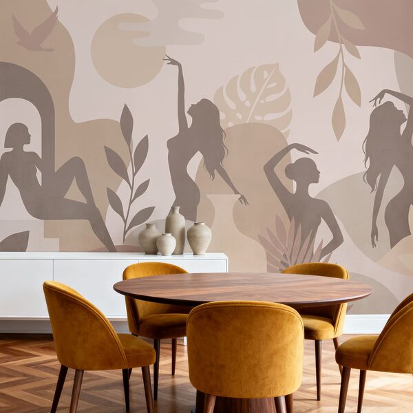 Woman's silhouettes and plants