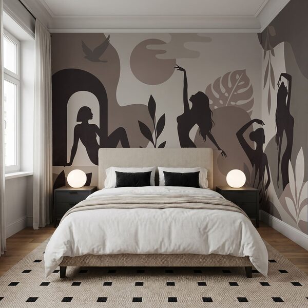 Elegant silhouettes in a serene landscape Elegant silhouettes in a serene landscape
