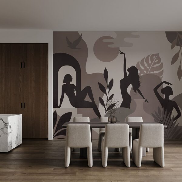 Elegant silhouettes in a serene landscape Elegant silhouettes in a serene landscape