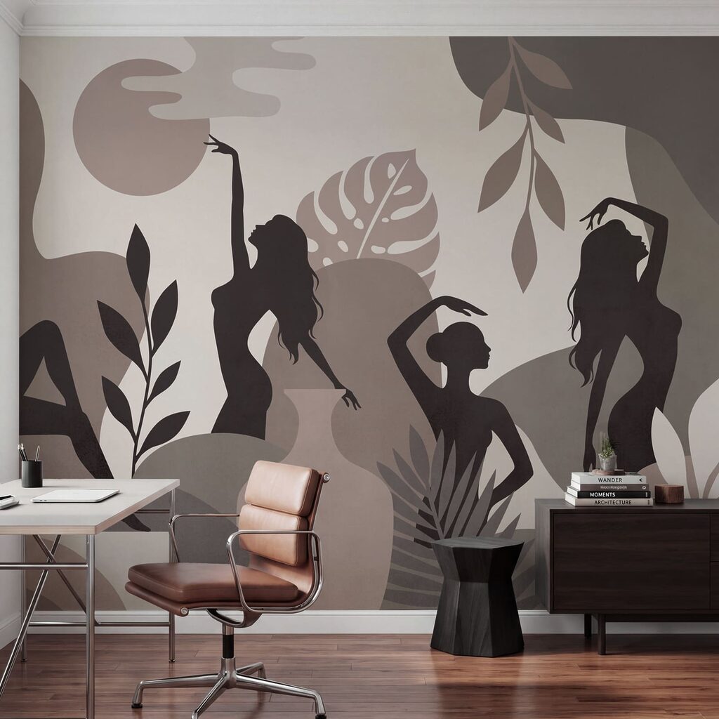 Elegant silhouettes in a serene landscape Elegant silhouettes in a serene landscape
