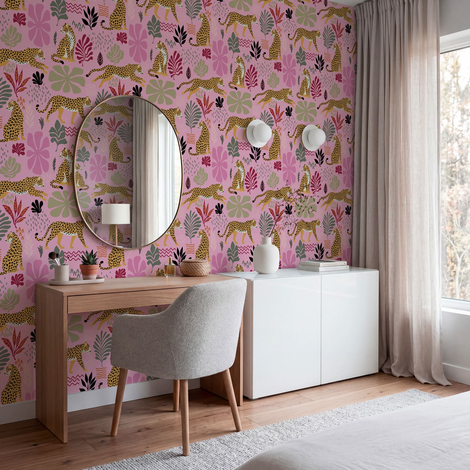Pattern of leopards and flowers Pattern of leopards and flowers