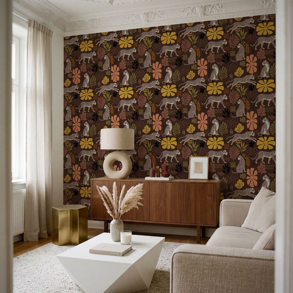 Pattern of leopards and flowers