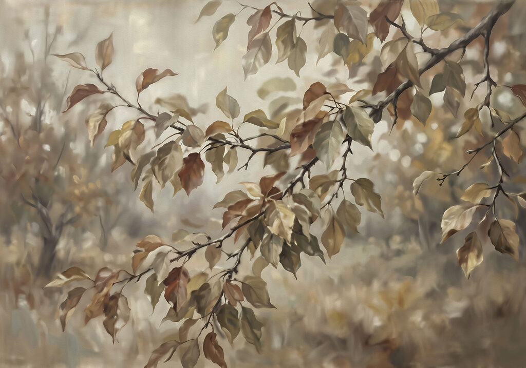 Tree branch with brown leaves