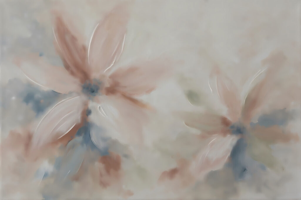Painting of flowers on a white surface