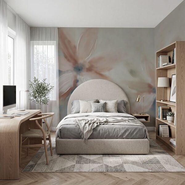 Painting of flowers on a white surface