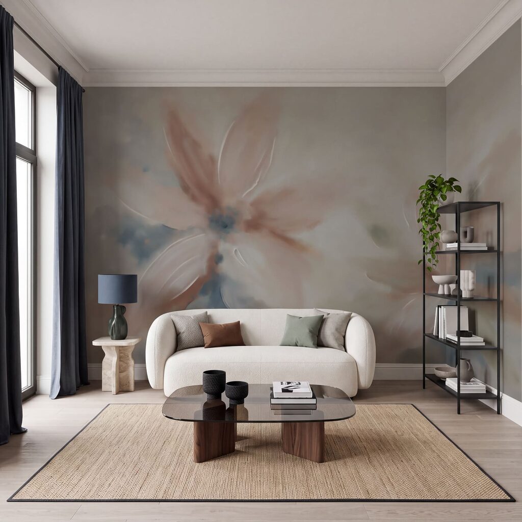 Painting of flowers on a white surface