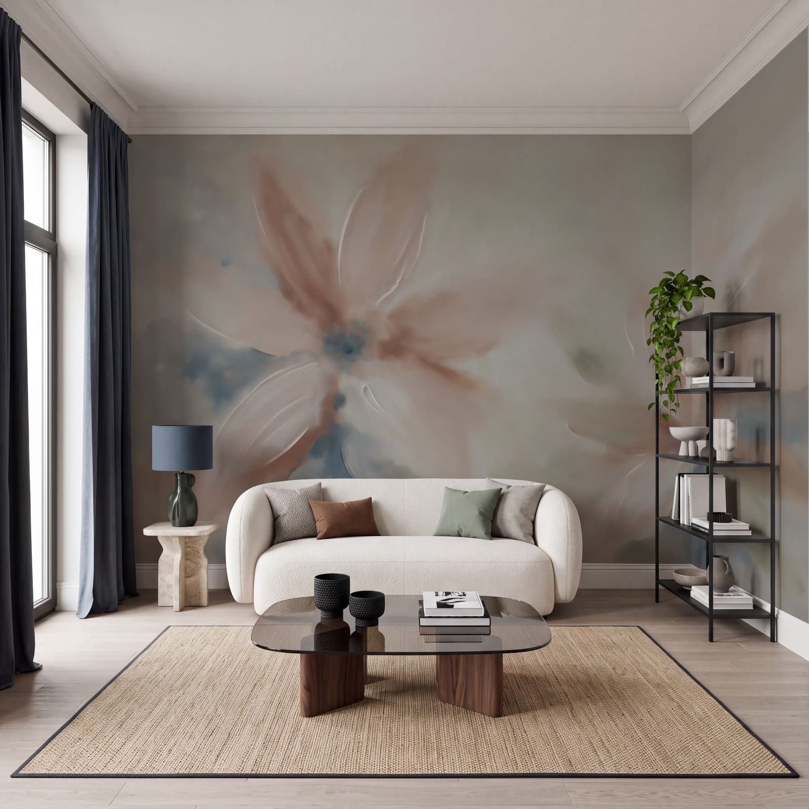 Painting of flowers on a white surface