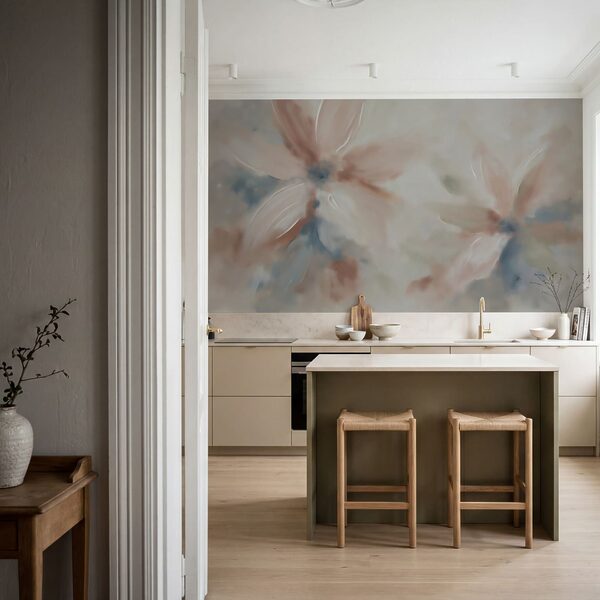 Painting of flowers on a white surface
