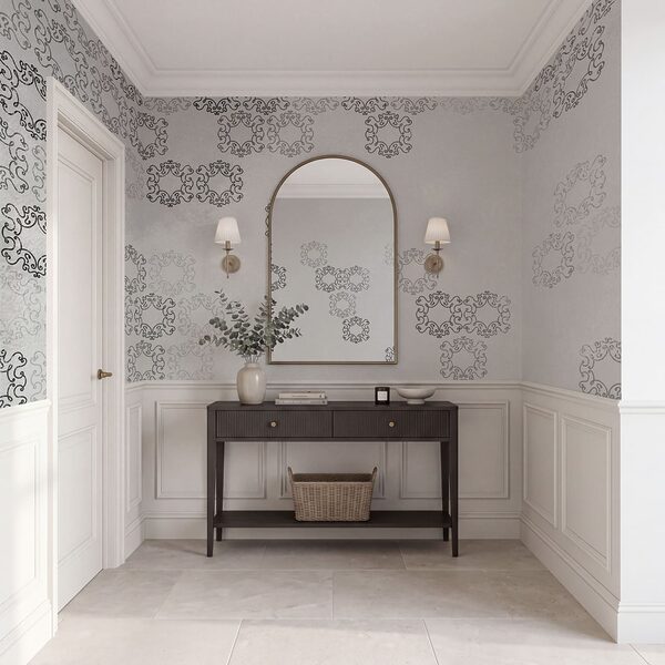 White background with black and white pattern
