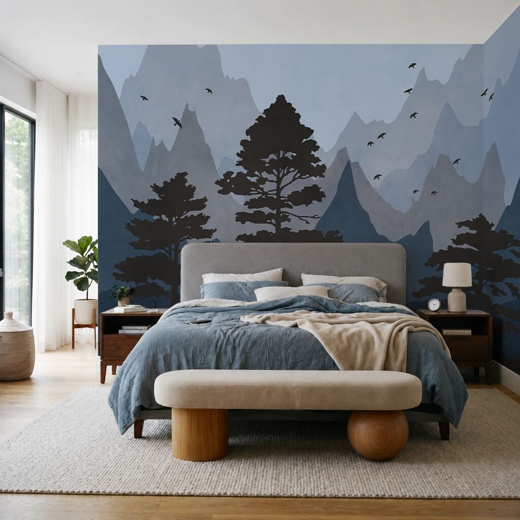 Painting of mountains and trees Painting of mountains and trees