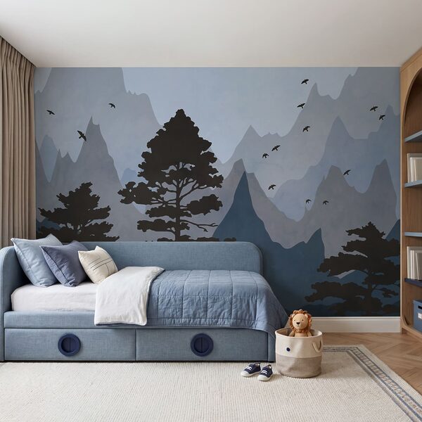 Painting of mountains and trees Painting of mountains and trees