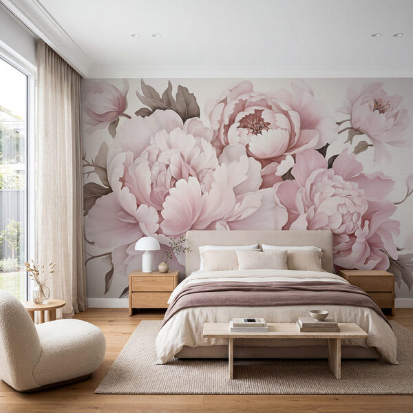 Soft pink peonies in full bloom