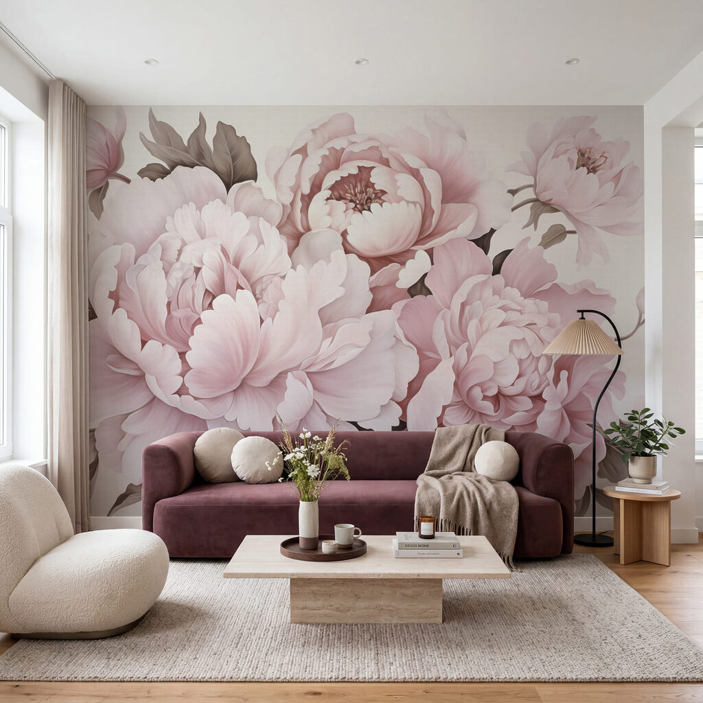 Soft pink peonies in full bloom